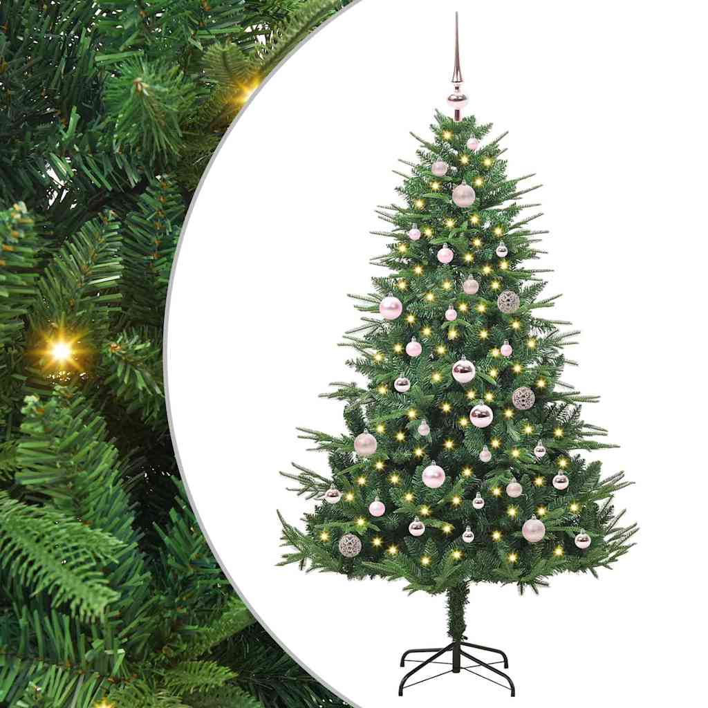 Albero di Natale Artificiale Pre-illuminato con Set di Palline