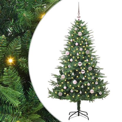 Albero di Natale Artificiale Pre-illuminato con Set di Palline