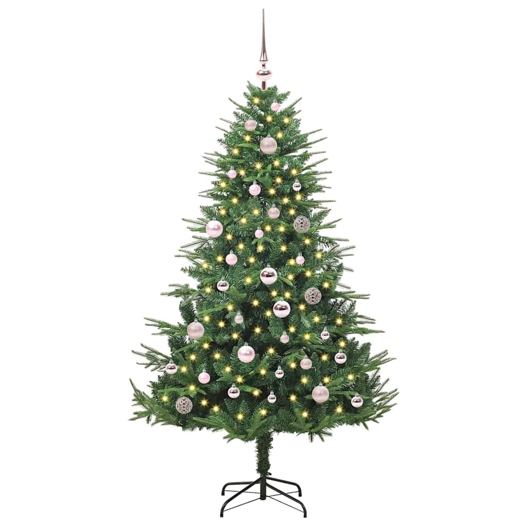 Albero di Natale Artificiale Pre-illuminato con Set di Palline