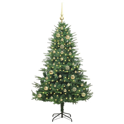 Albero di Natale Artificiale Pre-illuminato con Set di Palline