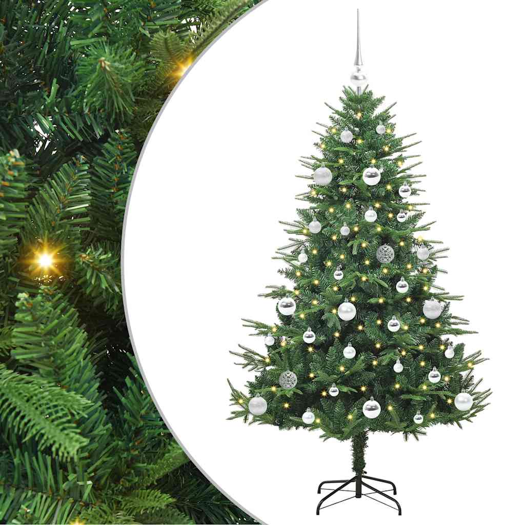 Albero di Natale Artificiale Pre-illuminato con Set di Palline