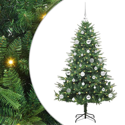 Albero di Natale Artificiale Pre-illuminato con Set di Palline