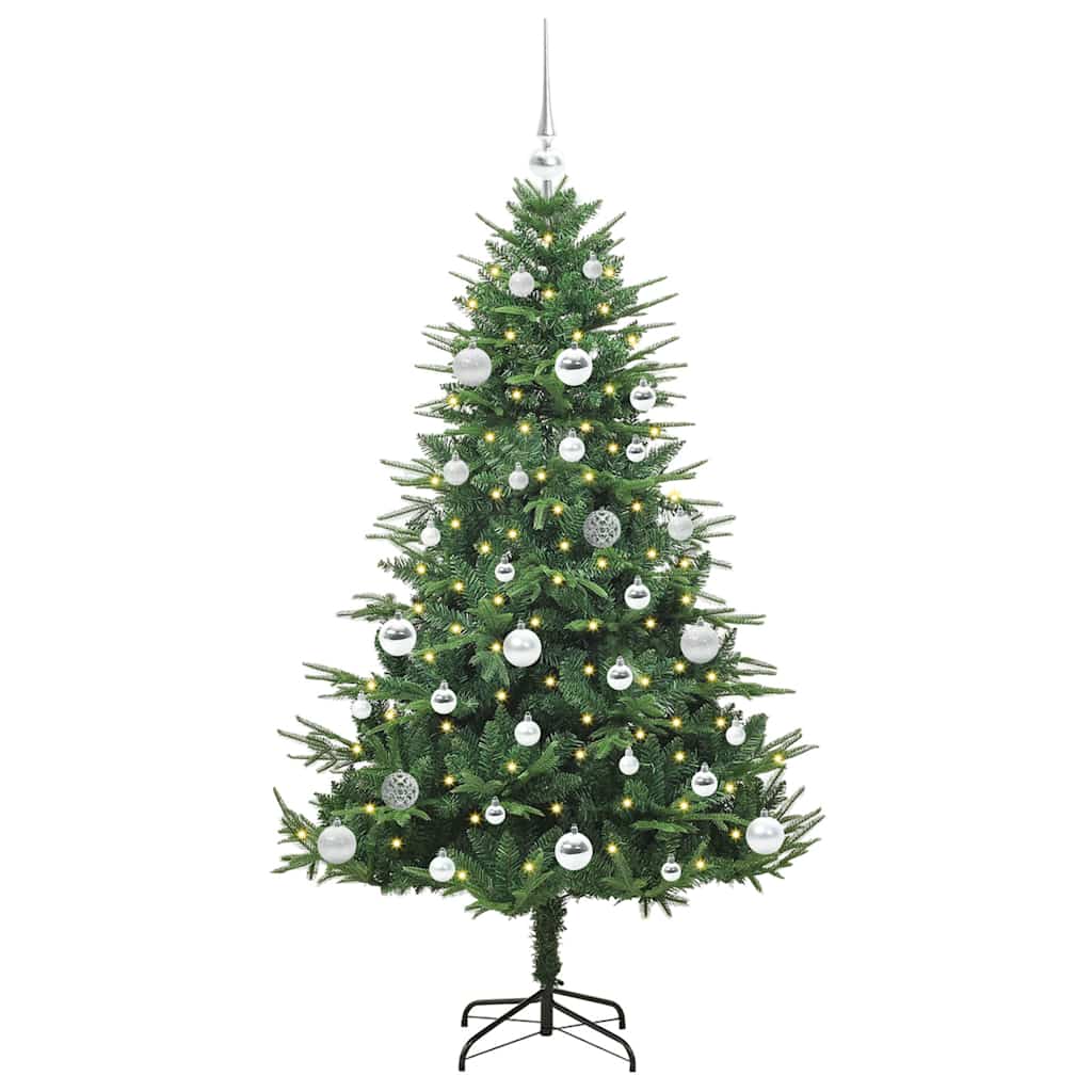 Albero di Natale Artificiale Pre-illuminato con Set di Palline