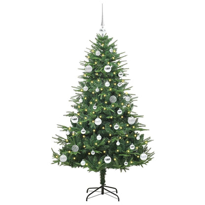 Albero di Natale Artificiale Pre-illuminato con Set di Palline