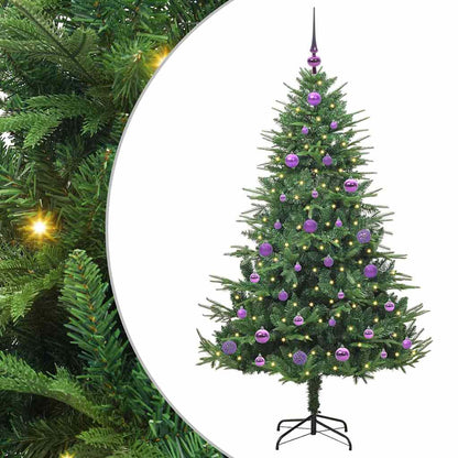 Albero di Natale Artificiale Pre-illuminato con Set di Palline