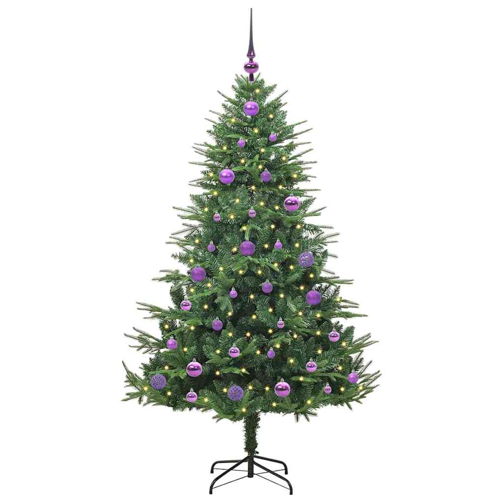 Albero di Natale Artificiale Pre-illuminato con Set di Palline