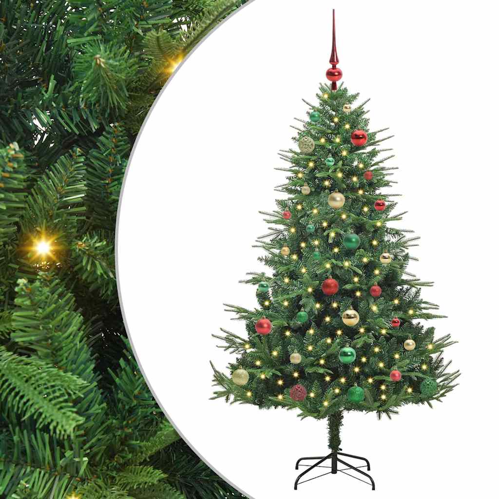 Albero di Natale Artificiale Pre-illuminato con Set di Palline