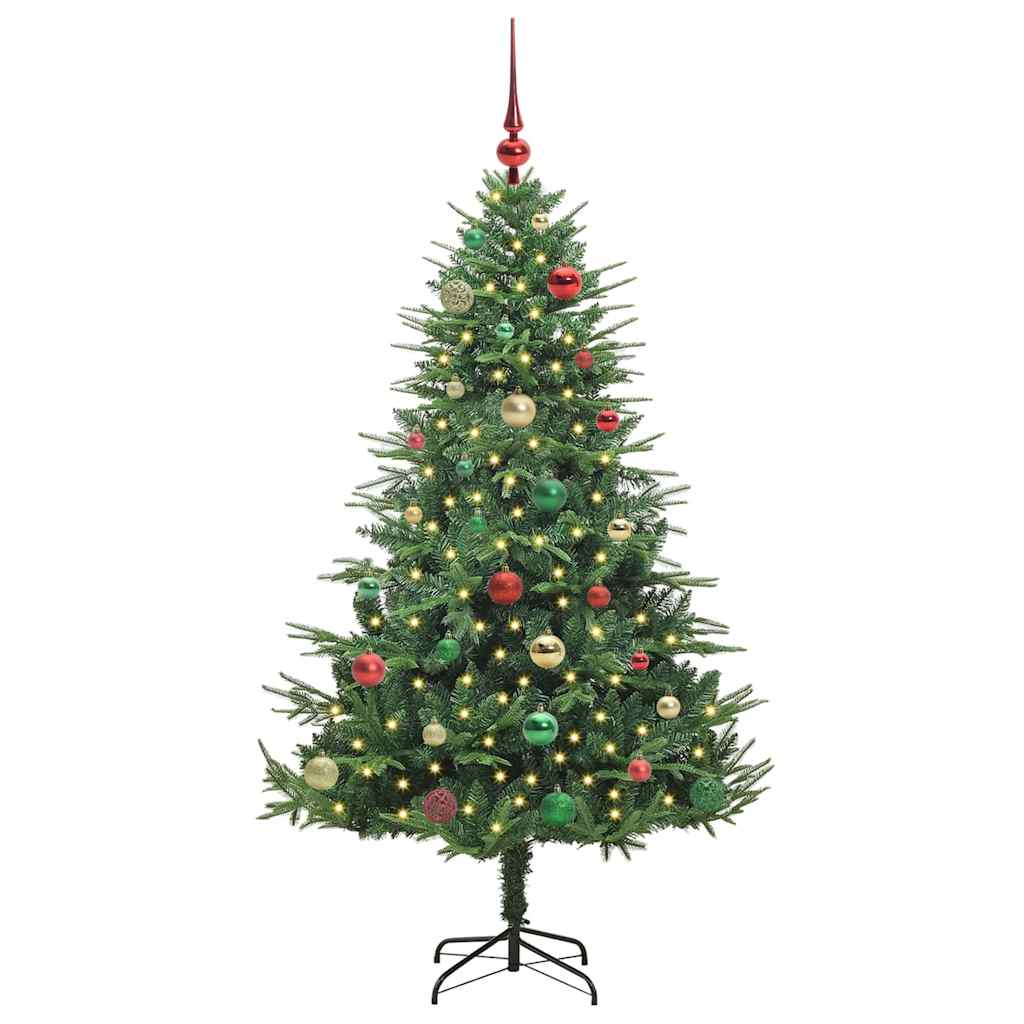 Albero di Natale Artificiale Pre-illuminato con Set di Palline