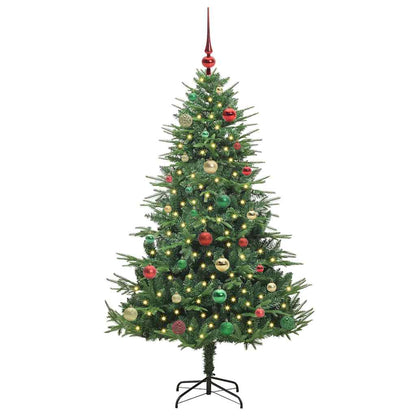 Albero di Natale Artificiale Pre-illuminato con Set di Palline
