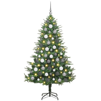 Albero di Natale Artificiale Pre-illuminato con Set di Palline