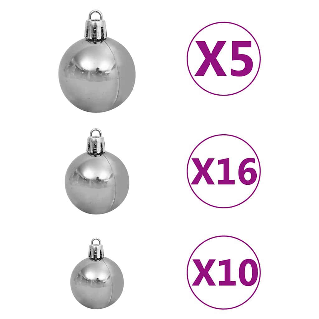 Albero di Natale Artificiale Pre-illuminato con Set di Palline