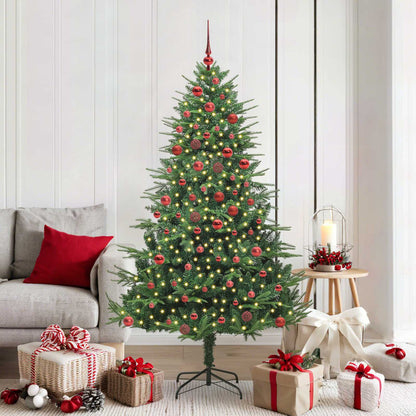 Albero di Natale Artificiale Pre-illuminato con Set di Palline