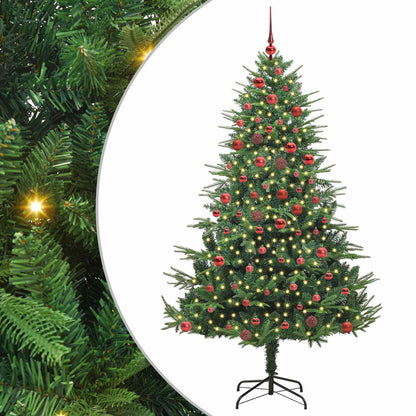 Albero di Natale Artificiale Pre-illuminato con Set di Palline
