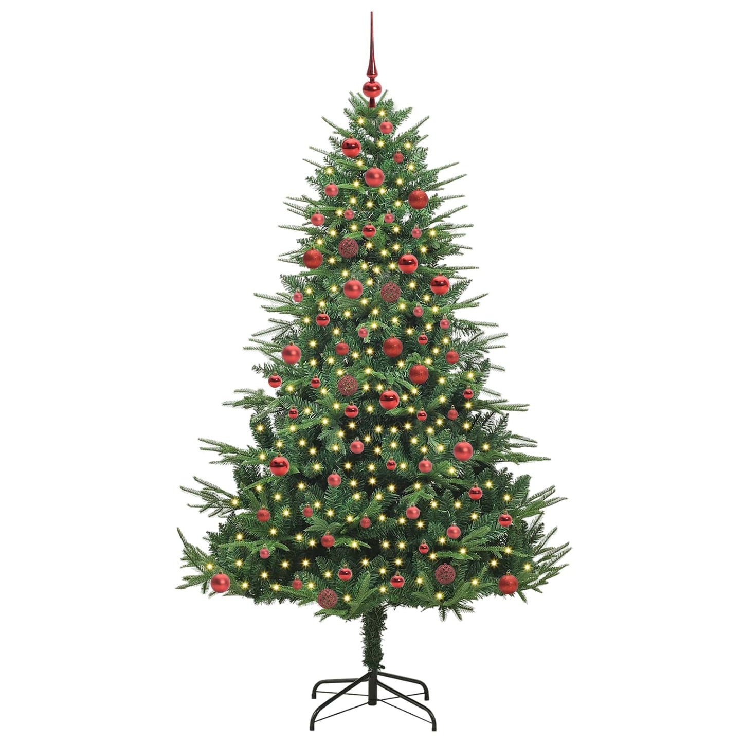 Albero di Natale Artificiale Pre-illuminato con Set di Palline