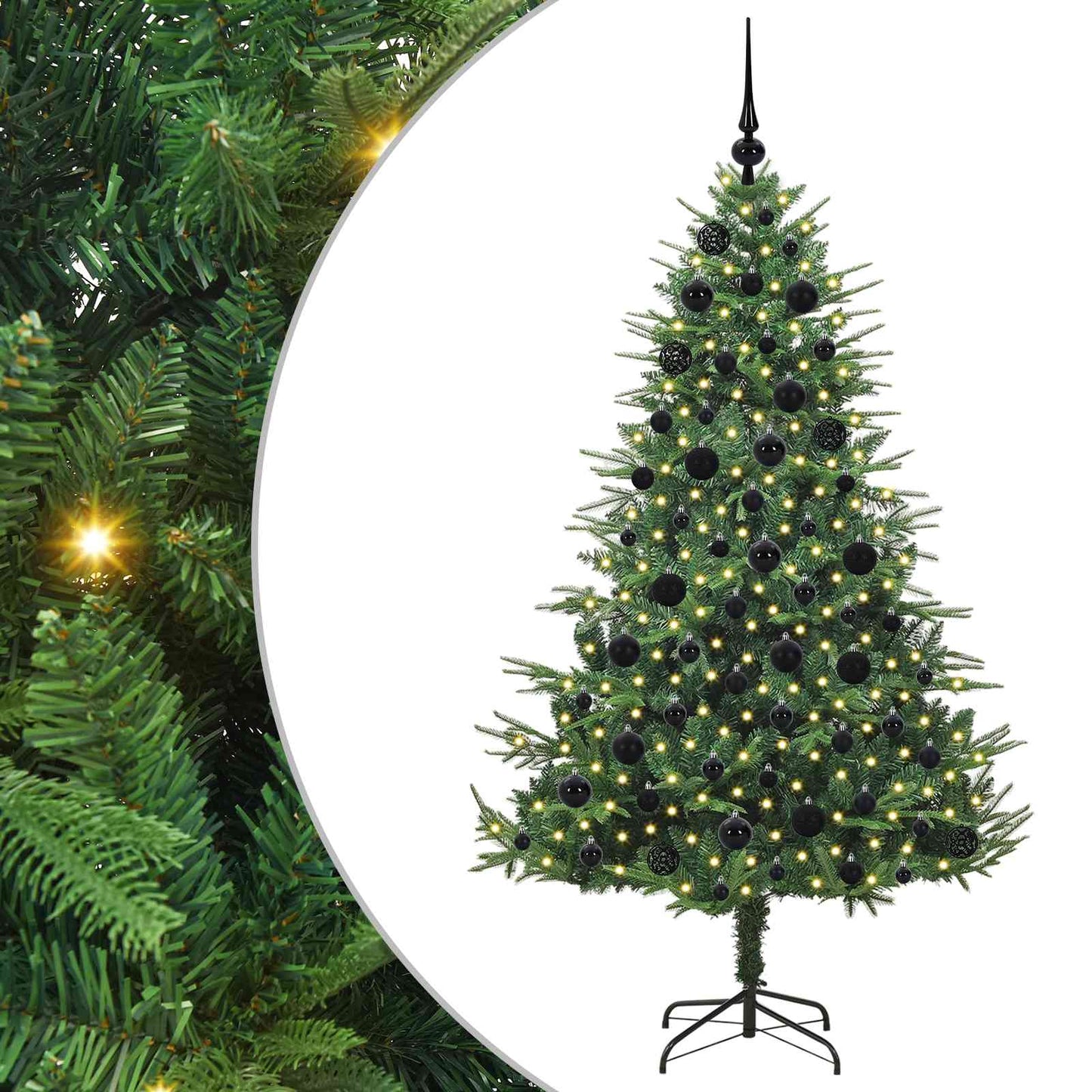 Albero di Natale Artificiale Pre-illuminato con Set di Palline