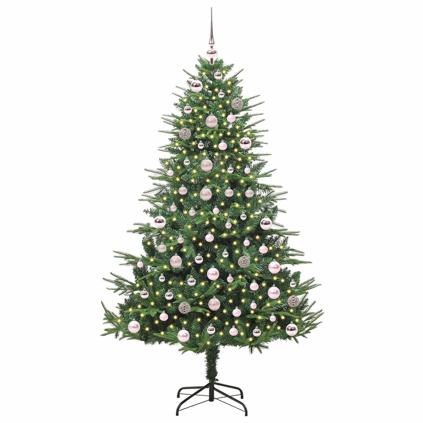 Albero di Natale Artificiale Pre-illuminato con Set di Palline