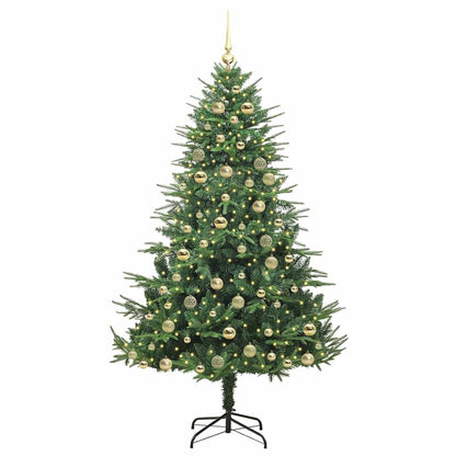 Albero di Natale Artificiale Pre-illuminato con Set di Palline