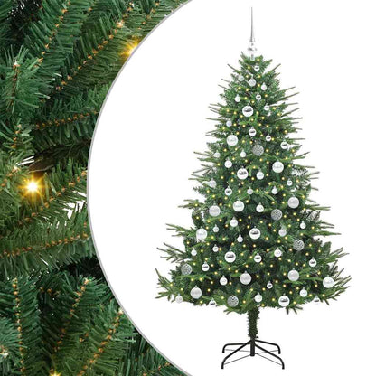 Albero di Natale Artificiale Pre-illuminato con Set di Palline