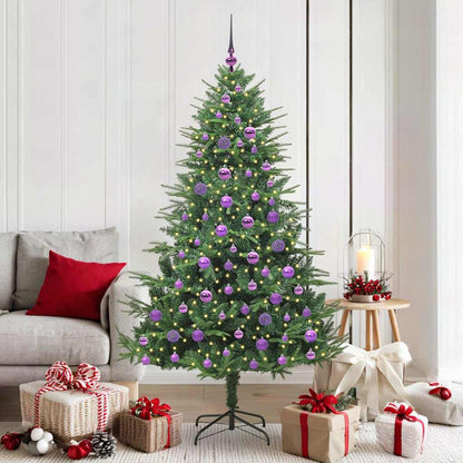 Albero di Natale Artificiale Pre-illuminato con Set di Palline