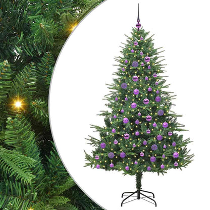 Albero di Natale Artificiale Pre-illuminato con Set di Palline