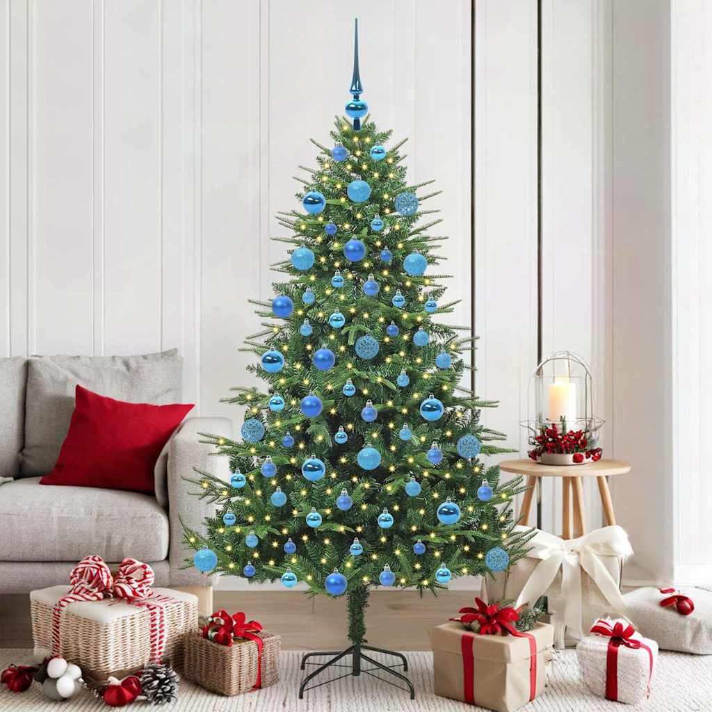 Albero di Natale Artificiale Pre-illuminato con Set di Palline