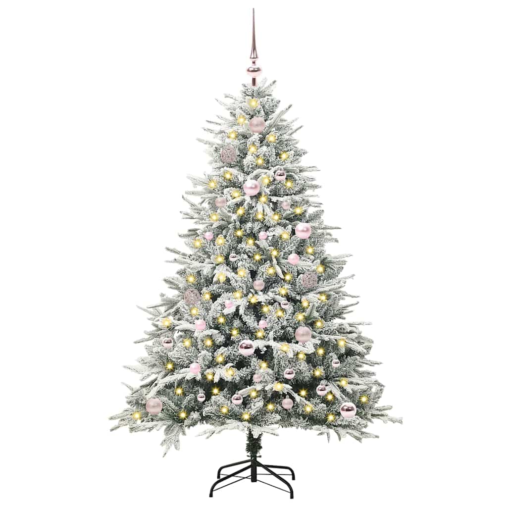 Albero di Natale Artificiale Pre-illuminato con Set di Palline
