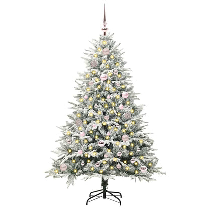 Albero di Natale Artificiale Pre-illuminato con Set di Palline