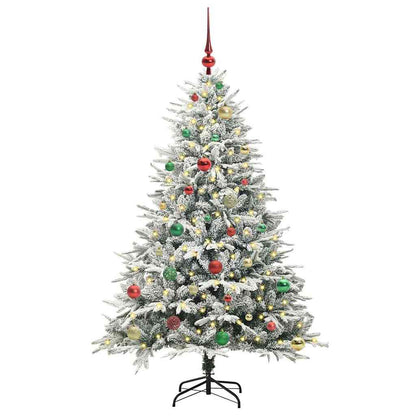 Albero di Natale Artificiale Pre-illuminato con Set di Palline