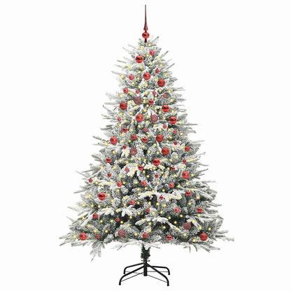 Albero di Natale Artificiale Pre-illuminato con Set di Palline