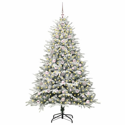 Albero di Natale Artificiale Pre-illuminato con Set di Palline
