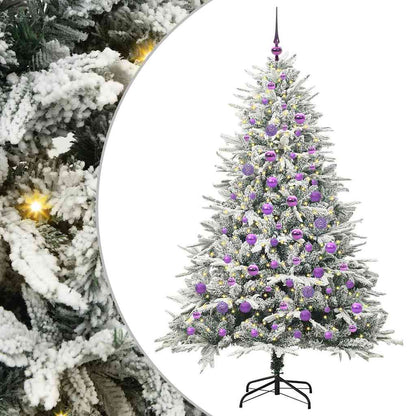 Albero di Natale Artificiale Pre-illuminato con Set di Palline
