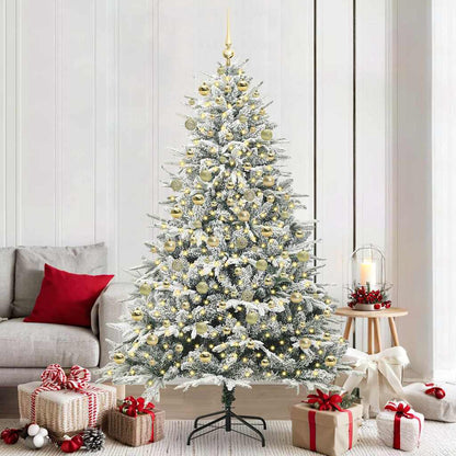 Albero di Natale Artificiale Pre-illuminato con Set di Palline