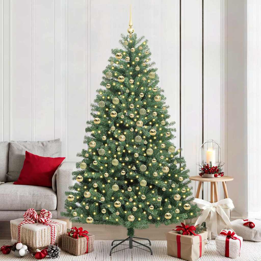 Albero di Natale Artificiale con Rami Pieghevoli Verde 210 cm