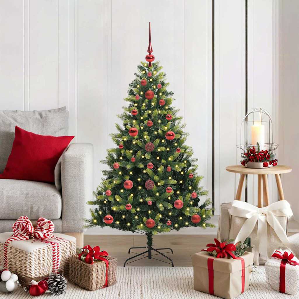 Albero di Natale Artificiale Pieghevole 150 LED Verde 120 cm