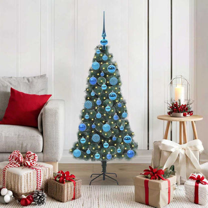 Albero di Natale Artificiale Pre-illuminato con Set di Palline