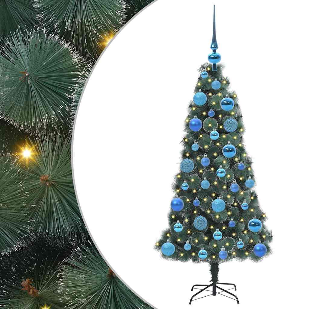 Albero di Natale Artificiale Pre-illuminato con Set di Palline