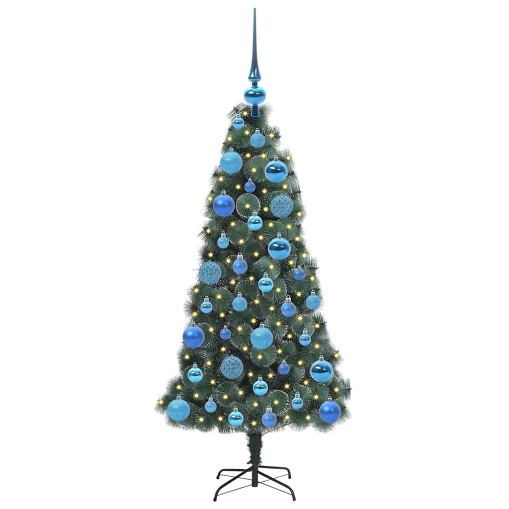 Albero di Natale Artificiale Pre-illuminato con Set di Palline