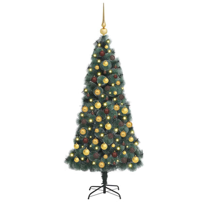 Albero di Natale Artificiale Pre-illuminato con Set di Palline