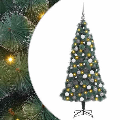 Albero di Natale Artificiale Pre-illuminato con Set di Palline
