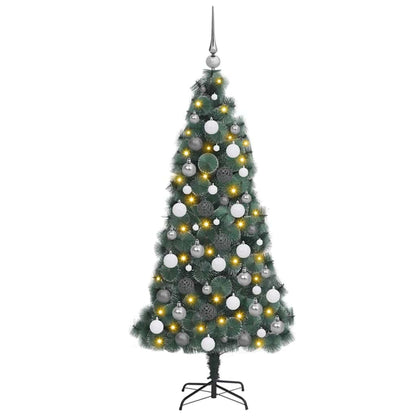 Albero di Natale Artificiale Pre-illuminato con Set di Palline