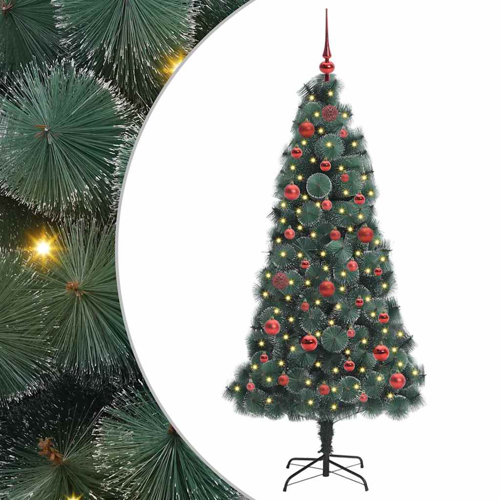 Albero di Natale Artificiale Pre-illuminato con Set di Palline