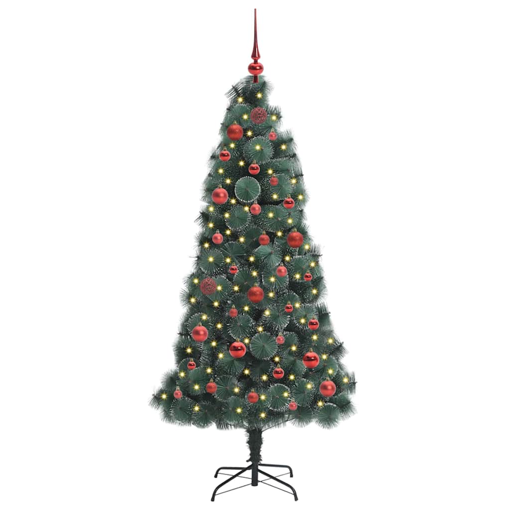 Albero di Natale Artificiale Pre-illuminato con Set di Palline