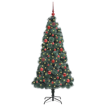 Albero di Natale Artificiale Pre-illuminato con Set di Palline