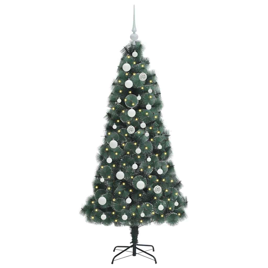 Albero di Natale Artificiale Pre-illuminato con Set di Palline