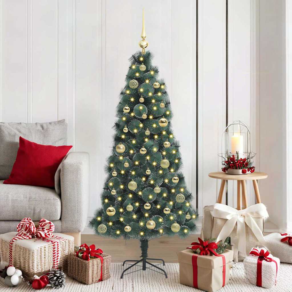 Albero di Natale artificiale preilluminato con set di palline