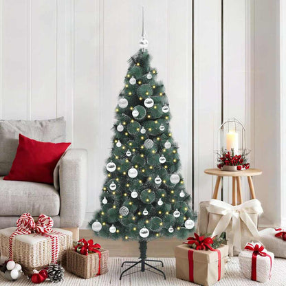 Albero di Natale Artificiale Pre-illuminato con Set di Palline
