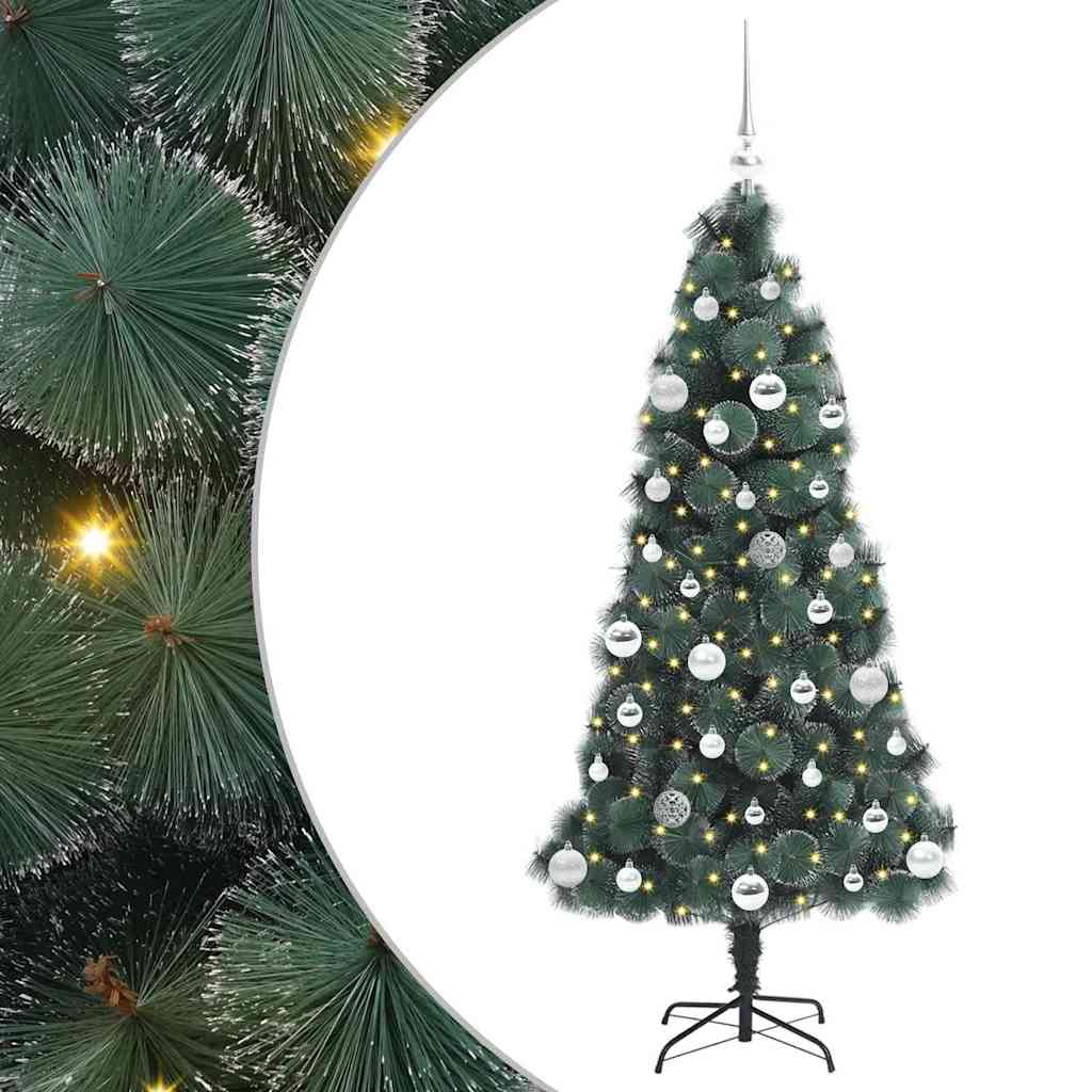Albero di Natale Artificiale Pre-illuminato con Set di Palline