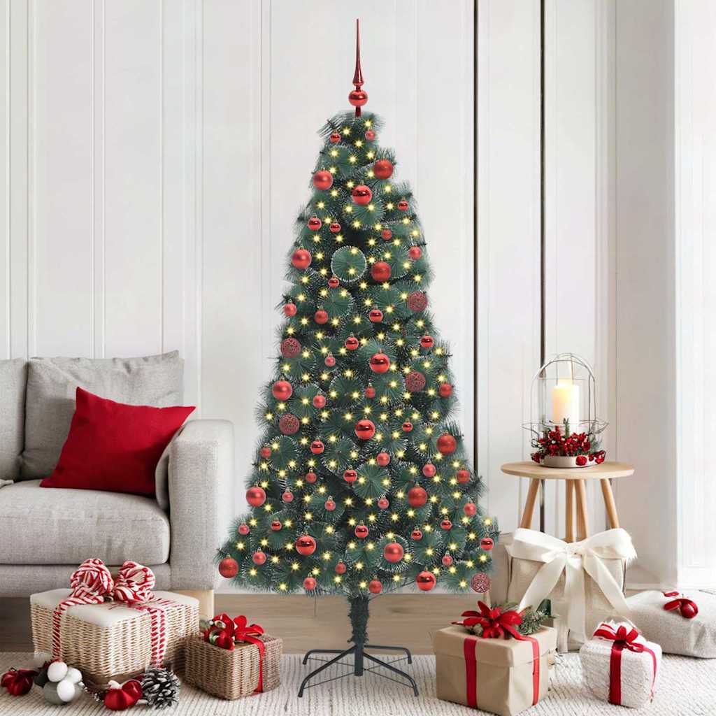 Albero di Natale artificiale preilluminato con set di palline