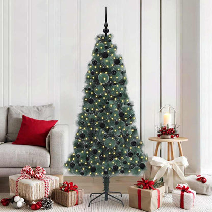 Albero di Natale Artificiale Pre-illuminato con Set di Palline