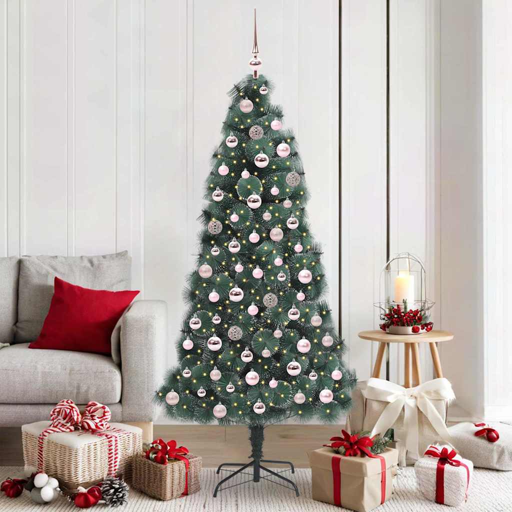 Albero di Natale Artificiale Pre-illuminato con Set di Palline